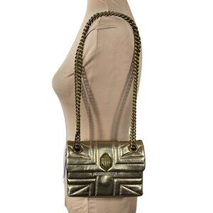 New Kurt Geiger Kensington Mini Bag Purse Gold Chain Quilted Eagle Head